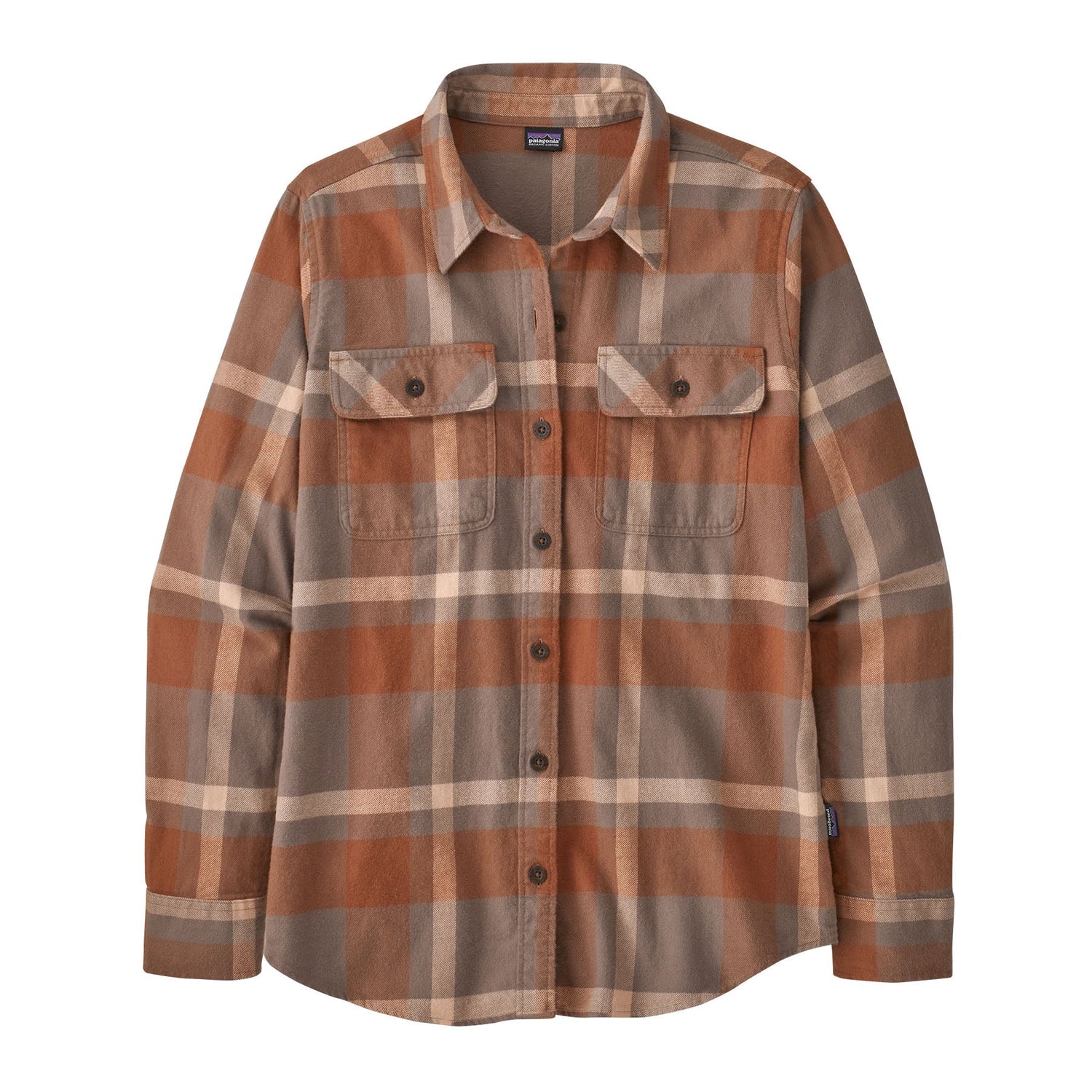 Patagonia W's Long-Sleeved Fjord Flannel Shirt - 100% organic cotton Comstock: Dusky Brown Shirt