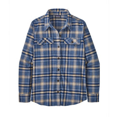 Patagonia W's Long-Sleeved Fjord Flannel Shirt - 100% organic cotton Ice Fjord: Dolomite Blue Shirt