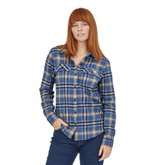 Patagonia W's Long-Sleeved Fjord Flannel Shirt - 100% organic cotton Ice Fjord: Dolomite Blue Shirt
