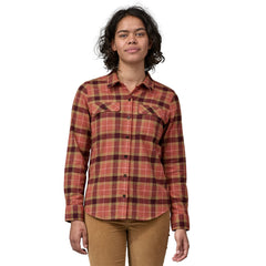 Patagonia W's Long-Sleeved Fjord Flannel Shirt - 100% organic cotton Vista: Burl Red Shirt