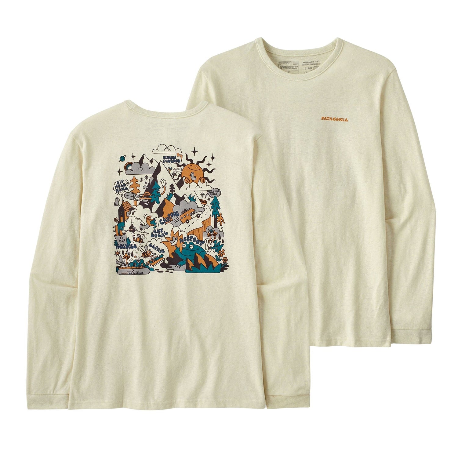Patagonia W's L/S How To Slide Responsibili-Tee - Recycled Cotton & Recycled Polyester Birch White Shirt