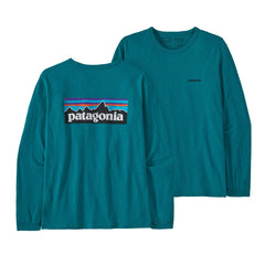 Patagonia W's L/S P-6 Logo Responsibili-Tee - Recycled Cotton & Recycled Polyester Belay Blue Shirt