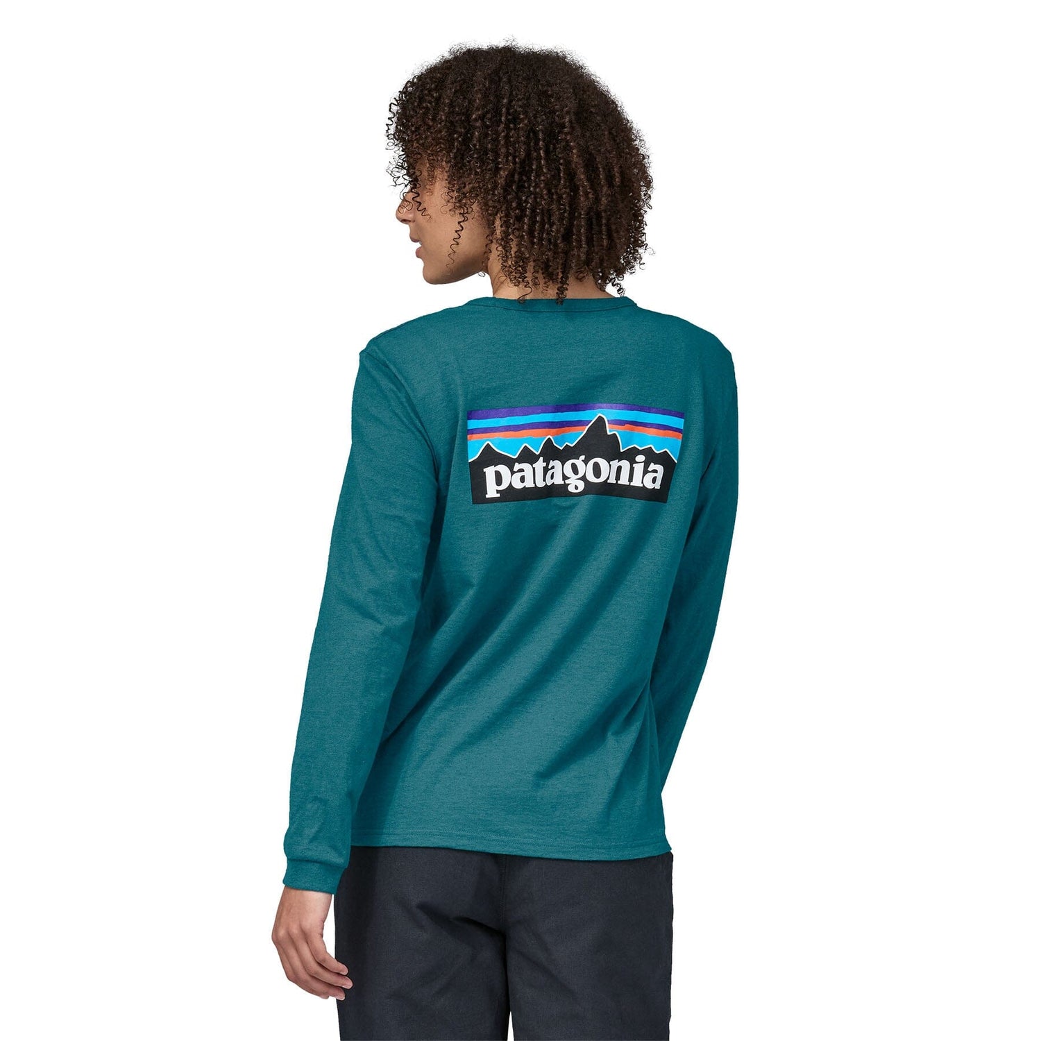 Patagonia W's L/S P-6 Logo Responsibili-Tee - Recycled Cotton & Recycled Polyester Belay Blue Shirt