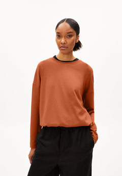 Armedangels W's Maailaa Loose fit sweatshirt - Tencel™ & Organic cotton Reddish brown Shirt