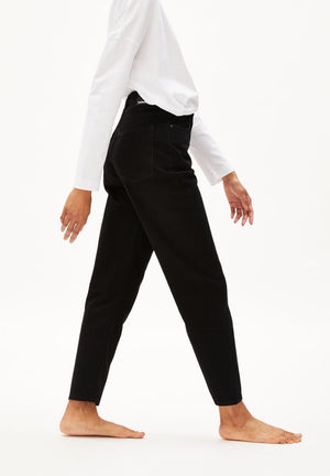 Armedangels W's Mairaa Jeans - Mom Fit High Waist - 100% Recycled cotton Rinse Black 32