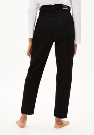 Armedangels W's Mairaa Jeans - Mom Fit High Waist - 100% Recycled cotton Rinse Black 32