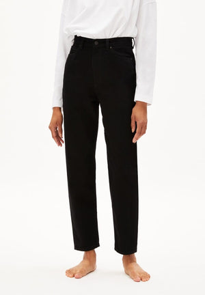 Armedangels W's Mairaa Jeans - Mom Fit High Waist - 100% Recycled cotton Rinse Black 32