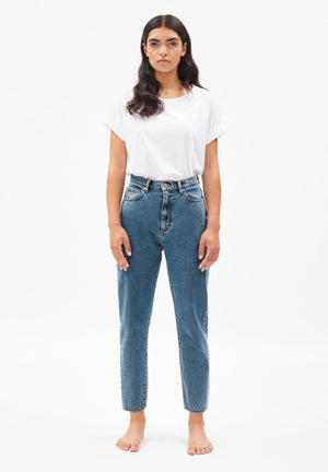 Armedangels W's Mairaa - Mom Fit High Waist - 100% Organic cotton Moon Stone Blue 32
