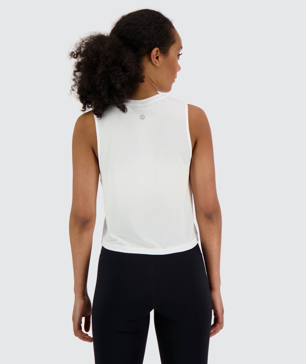 Gymnation W's Muscle Crop Top - OEKO-TEX®-certified material, Tencel & PES White Shirt