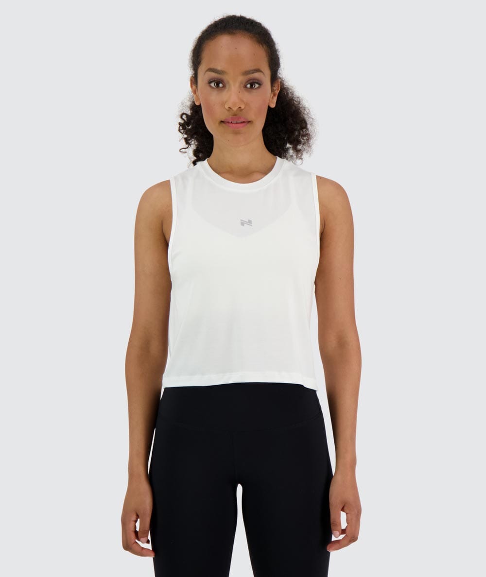 Gymnation W's Muscle Crop Top - OEKO-TEX®-certified material, Tencel & PES White Shirt