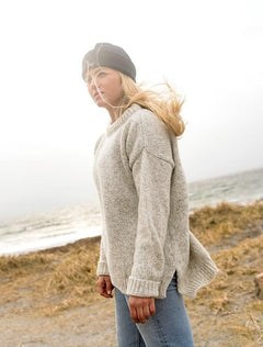 Devold W's Nansen Split Seam Sweater - 100% Wool Grey Melange Shirt