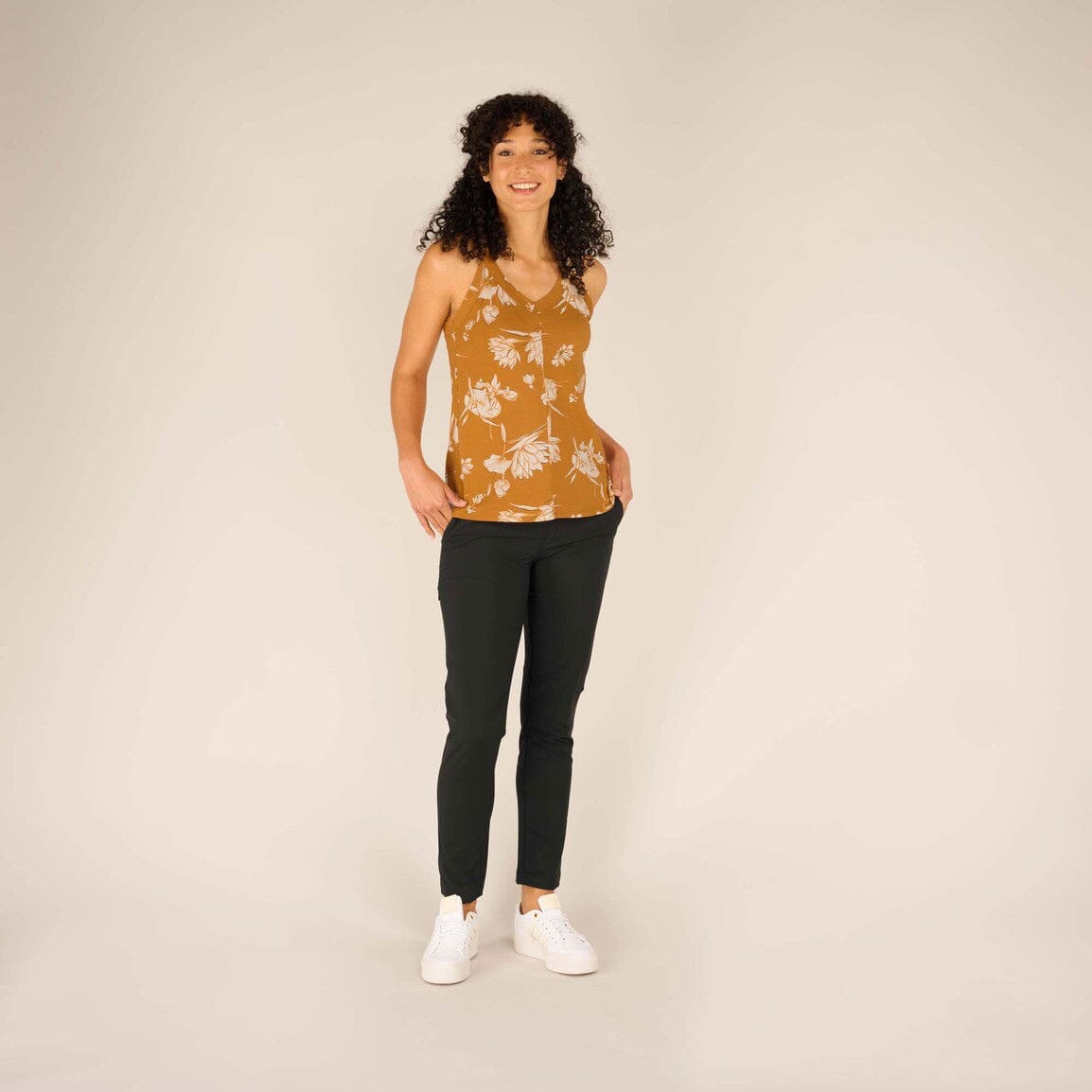 Sherpa W's Neha Tank Top - Modal & Organic cotton Caramel Lotus Shirt