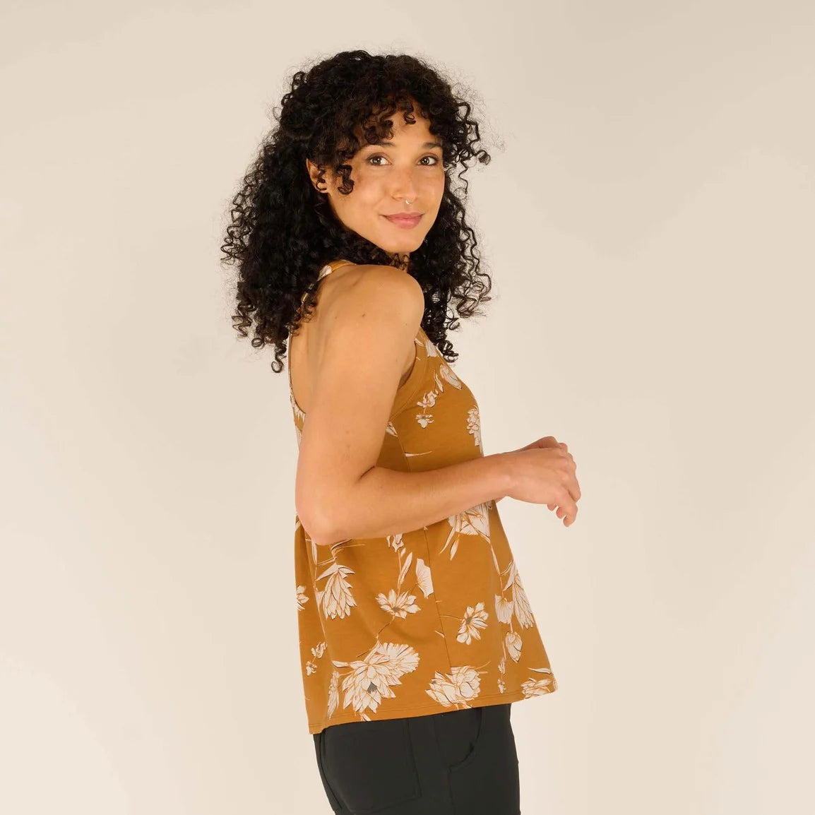 Sherpa W's Neha Tank Top - Modal & Organic cotton Caramel Lotus Shirt