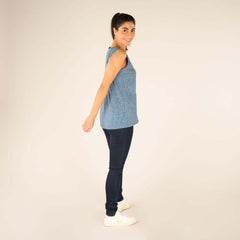 Sherpa W's Neha V-Neck Tank Top - Modal & Organic cotton Haze Leaf Shirt