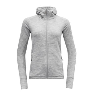 Devold W's Nibba Jacket with Hood - 100% Merino Wool Grey Melange