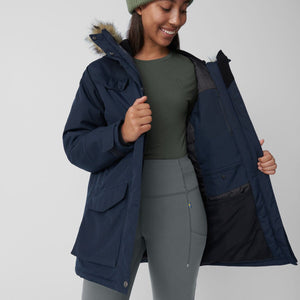 Fjällräven W's Nuuk Parka - Recycled Nylon and Recycled Polyester Dark Navy