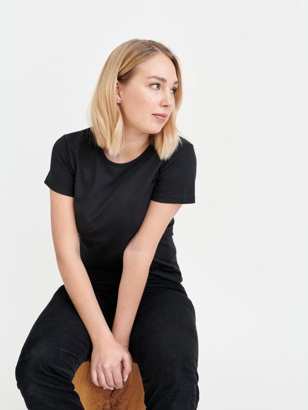Pure Waste W's O-neck T-shirt - Recycled Cotton & Recycled Polyester Black Shirt