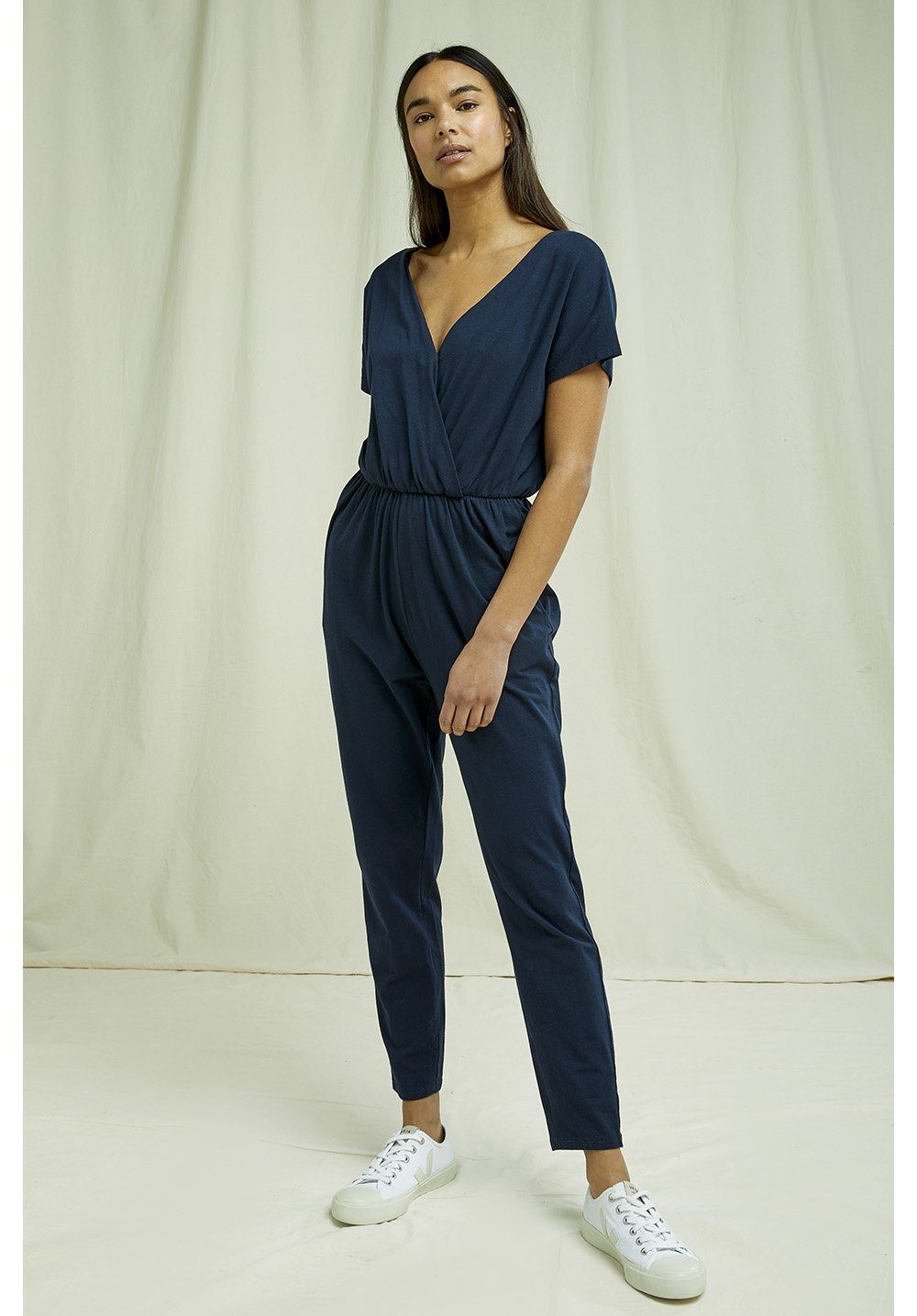 People Tree W's Oliana Jumpsuit - Organic Cotton Navy Onepieces