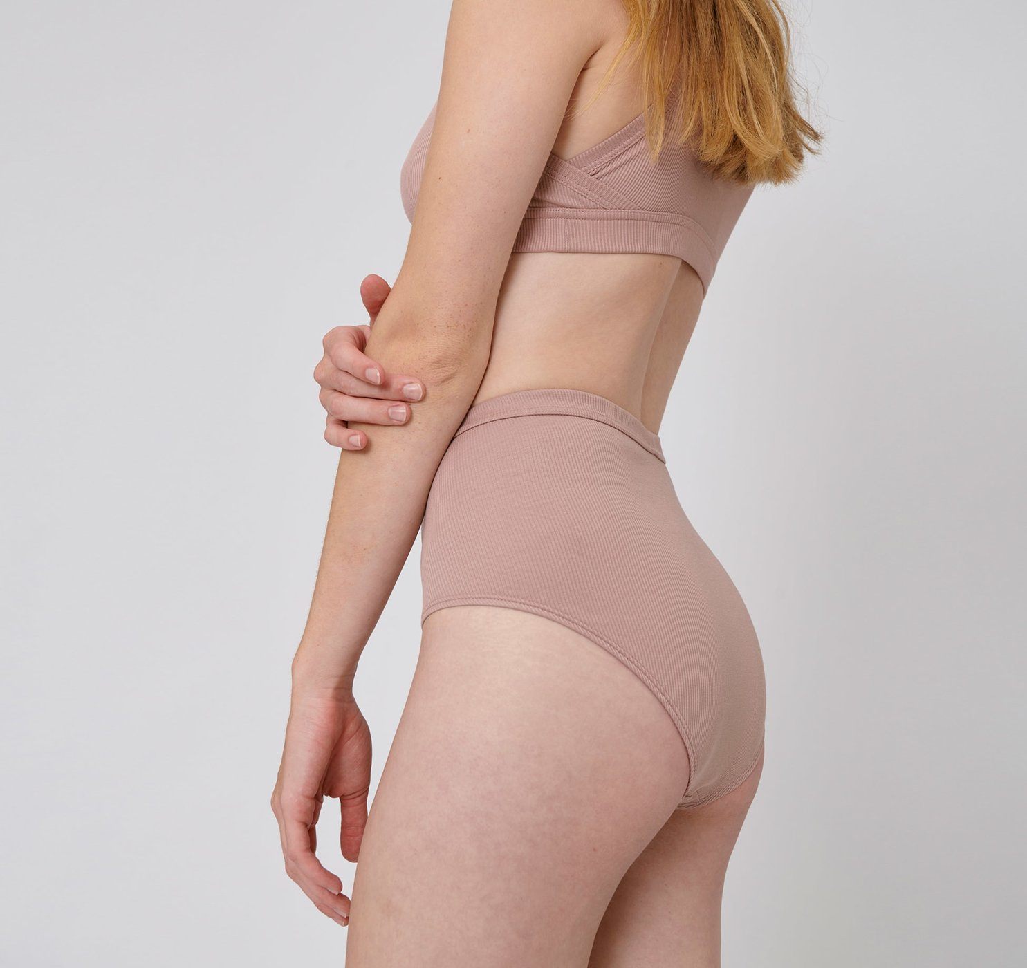 Organic Basics W's Organic Cotton Rib-Flex Super High-Rise Briefs 2-Pack Dusty Rose Underwear