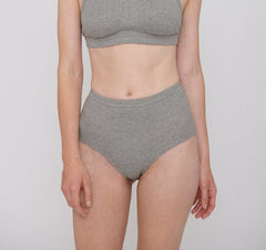 Organic Basics W's Organic Cotton Rib-Flex Super High-Rise Briefs 2-Pack Grey Melange Underwear