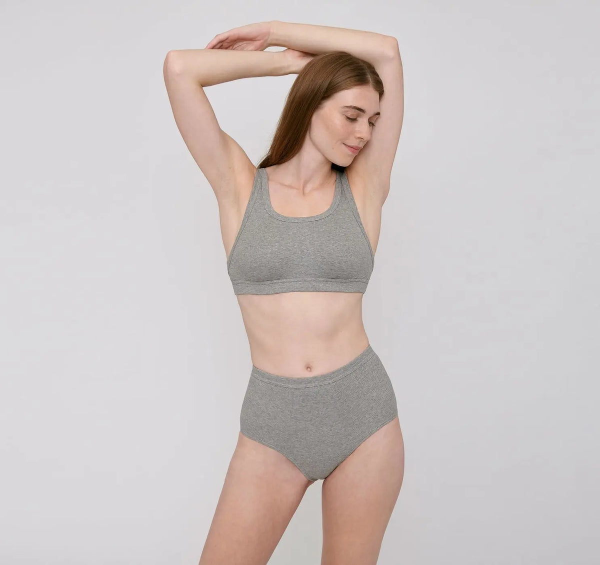 W's Organic Cotton Rib-Flex Tank Bra Underwear Organic Basics Grey Melange XS