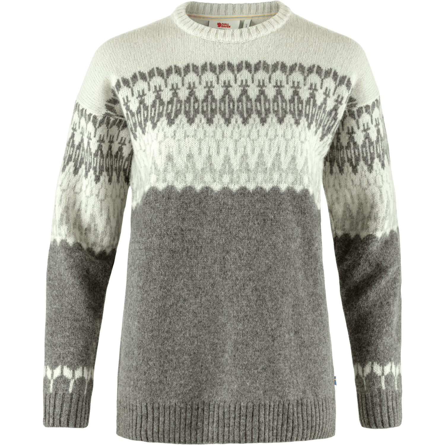 Fjällräven W's Övik Path Knit - 100% Wool Grey-Chalk White Shirt