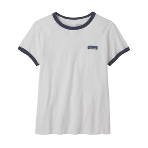 Patagonia W's P-6 Label Organic Ringer Tee - Organic Cotton White