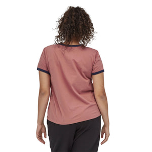 Patagonia W's P-6 Label Organic Ringer Tee - Organic Cotton Light Star Pink