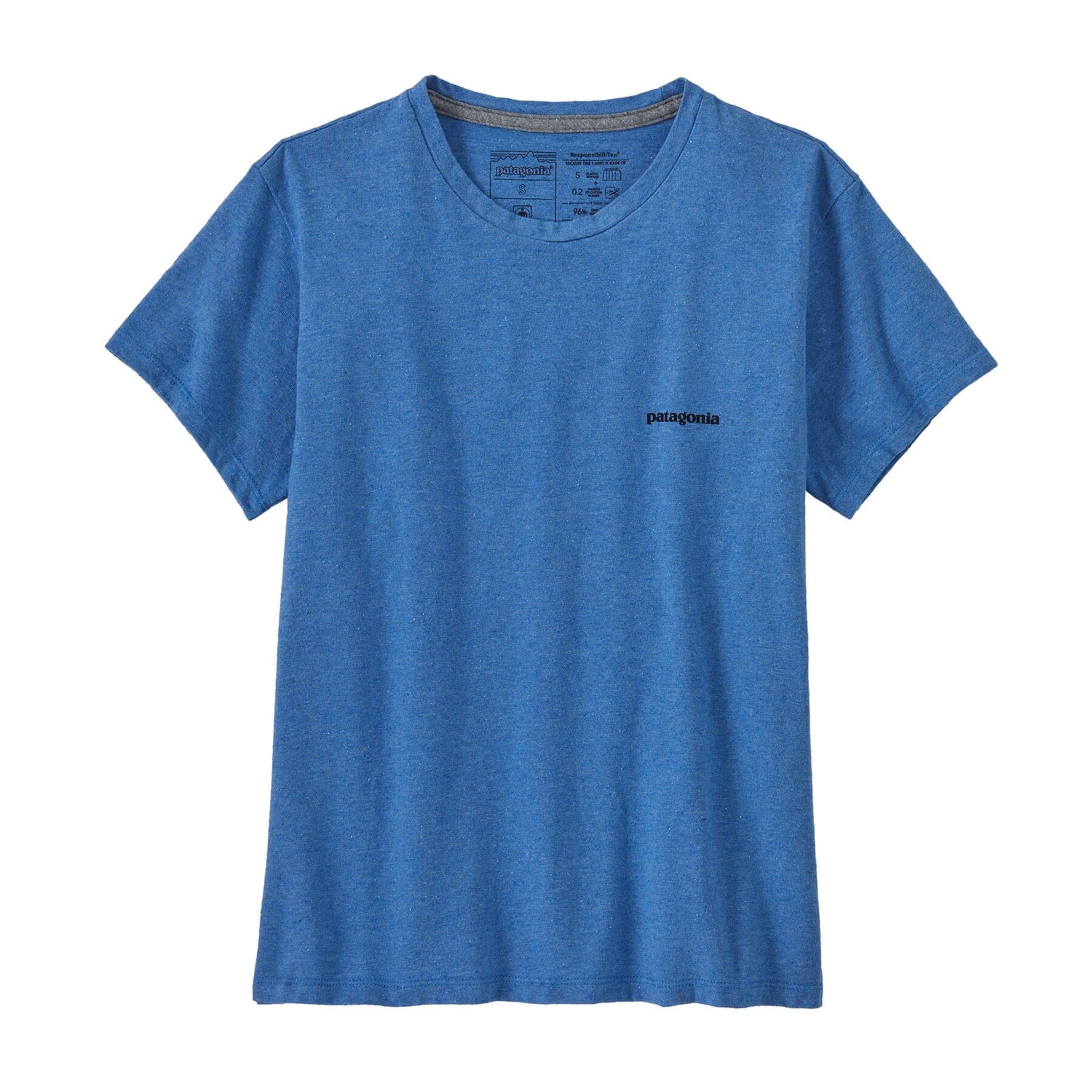 Patagonia W's P-6 Logo Responsibili-Tee - Recycled Cotton & Recycled Polyester Blue Bird Shirt