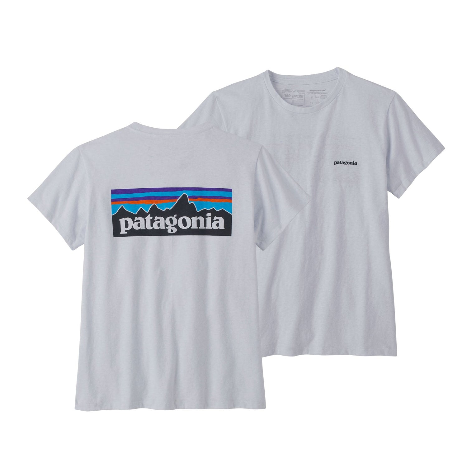 Patagonia W's P-6 Logo Responsibili-Tee - Recycled Cotton & Recycled Polyester White Shirt