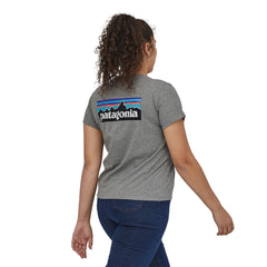 Patagonia W's P-6 Logo Responsibili-Tee - Recycled Cotton & Recycled Polyester Gravel Heather Shirt