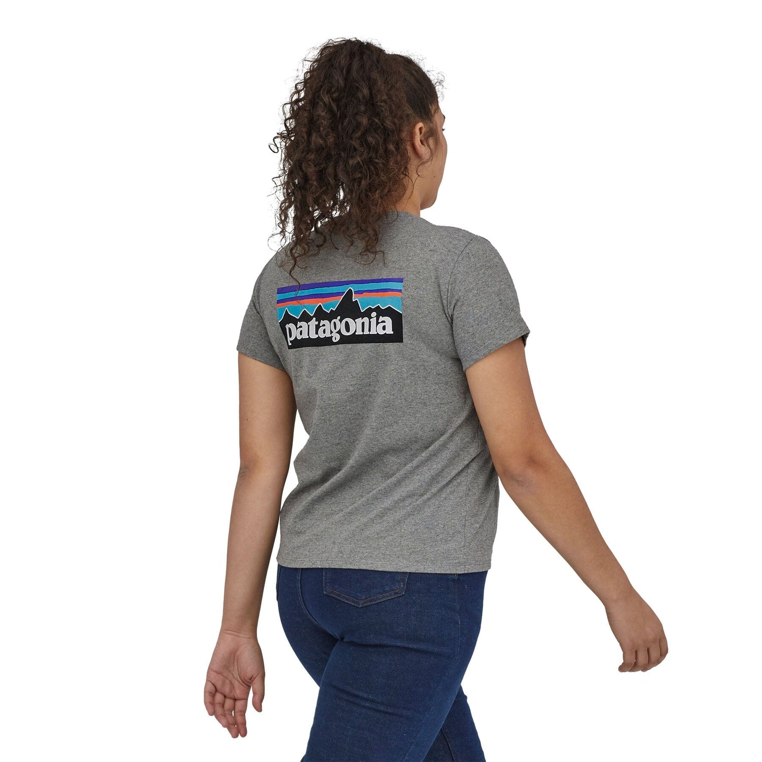 Patagonia W's P-6 Logo Responsibili-Tee - Recycled Cotton & Recycled Polyester Gravel Heather Shirt