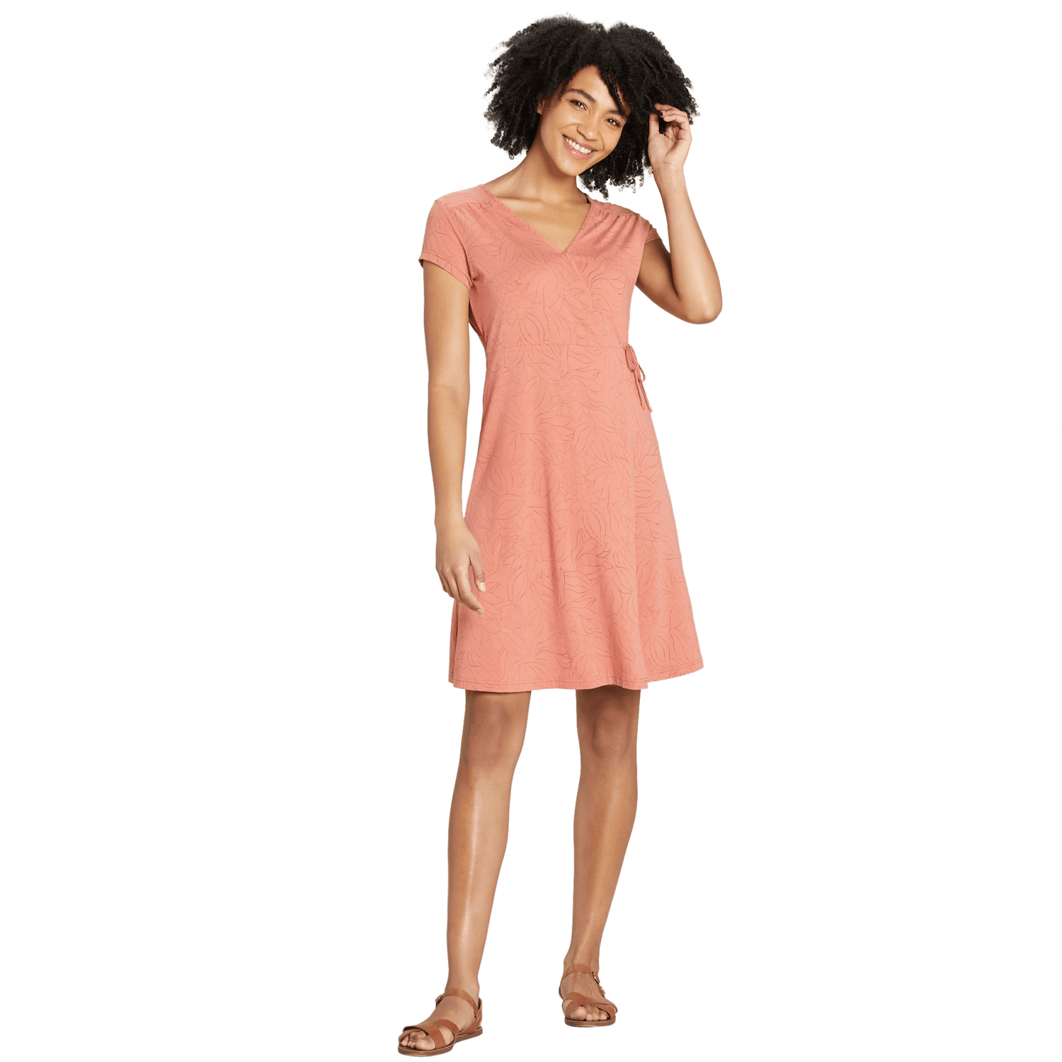 Sherpa W's Padma Wrap Dress - Modal & Organic Cotton Brick Dust Leaf Dress