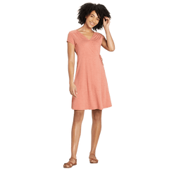 Sherpa W's Padma Wrap Dress - Modal & Organic Cotton Brick Dust Leaf Dress