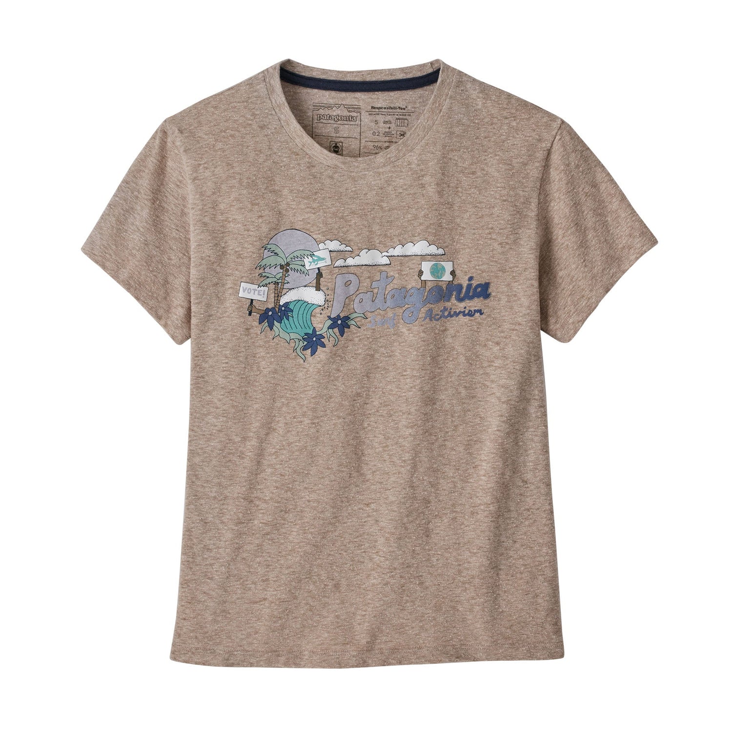 Patagonia W's Palm Protest Responsibili-Tee - Recycled Cotton & Recycled Polyester Shroom Taupe Shirt