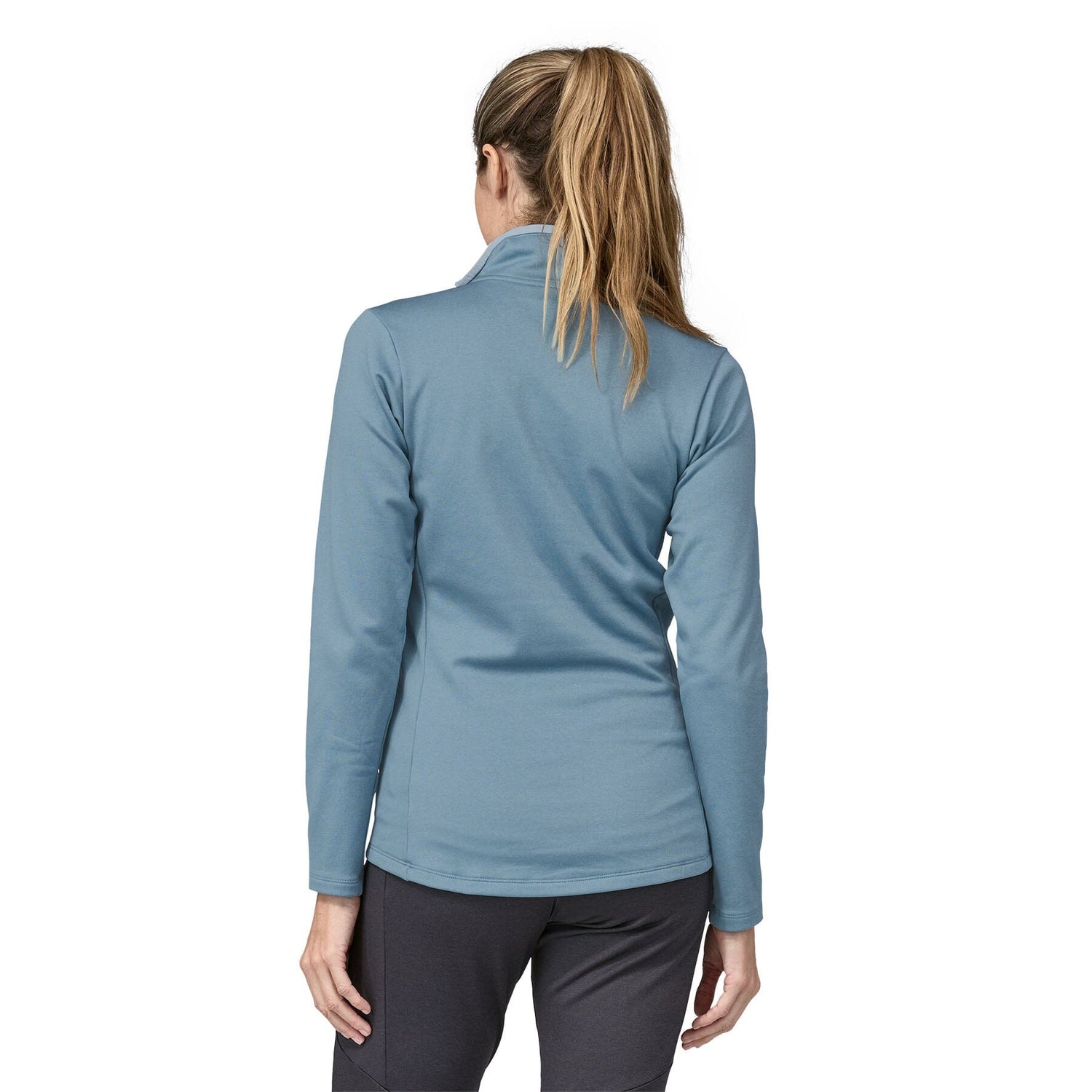 Patagonia W's R1 Daily Zip Neck - Recycled Polyester Light Plume Grey - Steam Blue X-Dye Shirt