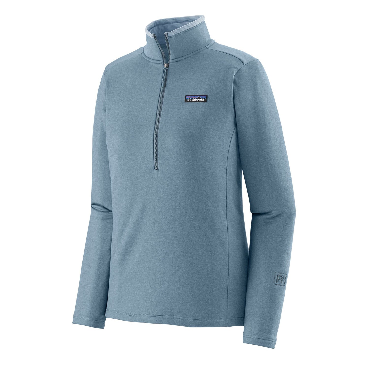Patagonia W's R1 Daily Zip Neck - Recycled Polyester Light Plume Grey - Steam Blue X-Dye Shirt