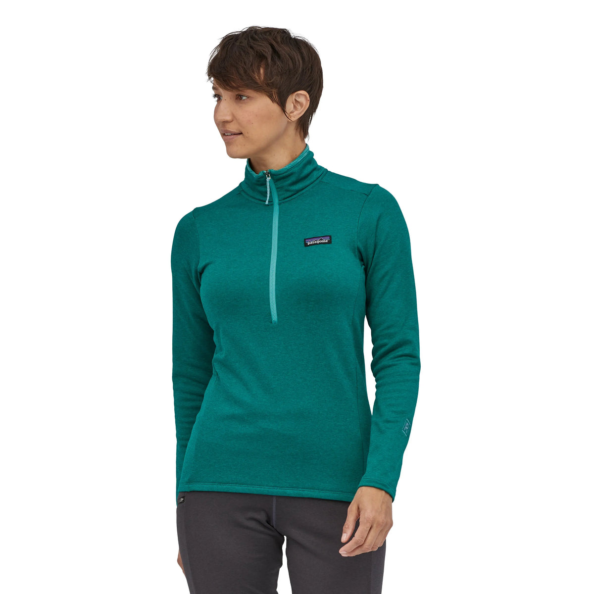 W's R1 Daily Zip Neck - Recycled Polyester Shirt Patagonia Borealis Green - Light Borealis Green X-Dye S