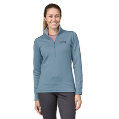 Patagonia W's R1 Daily Zip Neck - Recycled Polyester Light Plume Grey - Steam Blue X-Dye Shirt