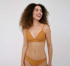Organic Basics W's Re-Swim Bikini Top - Recycled Nylon Ocher Swimwear