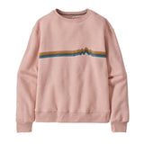 W's Ridge Rise Stripe Uprisal Crew Sweatshirt - Recycled Polyester & Recycled Cotton Shirt Patagonia Cozy Peach S