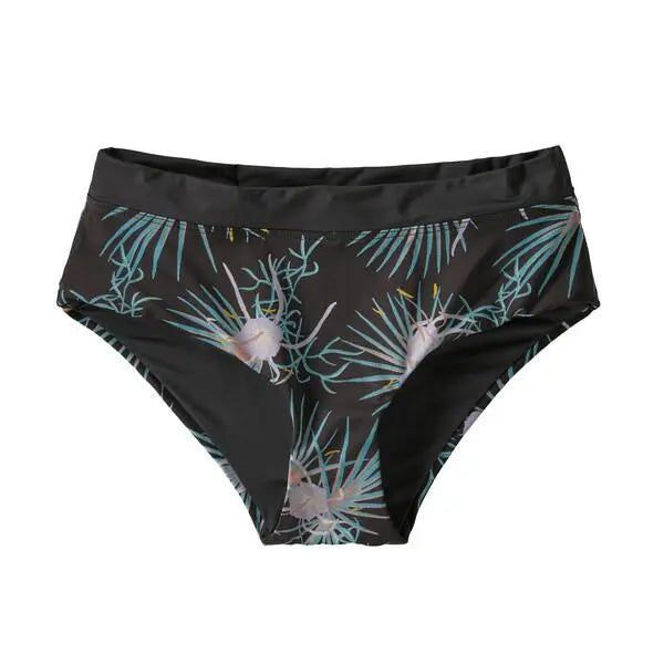 W's Shell Seeker Bikini Bottoms - Recycled Polyester Swimwear Patagonia Bayou Palmetto: Ink Black XS