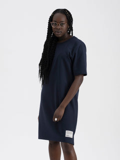 Pure Waste W's Short Sleeve Sweatshirt Dress - Recycled cotton & Recycled polyester Solid Navy Dress