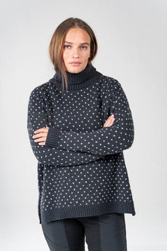 Devold W's Sørisen Split Seam Sweater - 100% Wool Ink/Grey Shirt