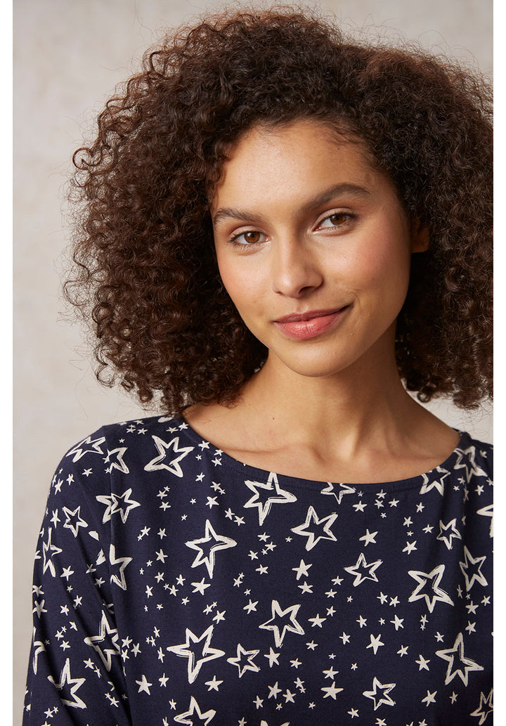 W's Stars L/S Pyjama Top - 100% Organic Certified Cotton Underwear People Tree