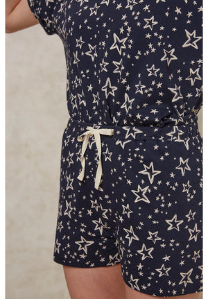 People Tree W's Stars Pyjama Shorts - 100% Organic Certified Cotton Navy