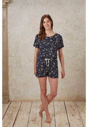 People Tree W's Stars Pyjama Shorts - 100% Organic Certified Cotton Navy