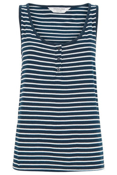 People Tree - W's Stripe Pyjama Vest - 100% Organic Certified Cotton - Weekendbee - sustainable sportswear