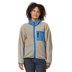 Patagonia W's Synchilla® Fleece Jacket - 100% recycled polyester Oatmeal Heather w/Blue Bird Jacket