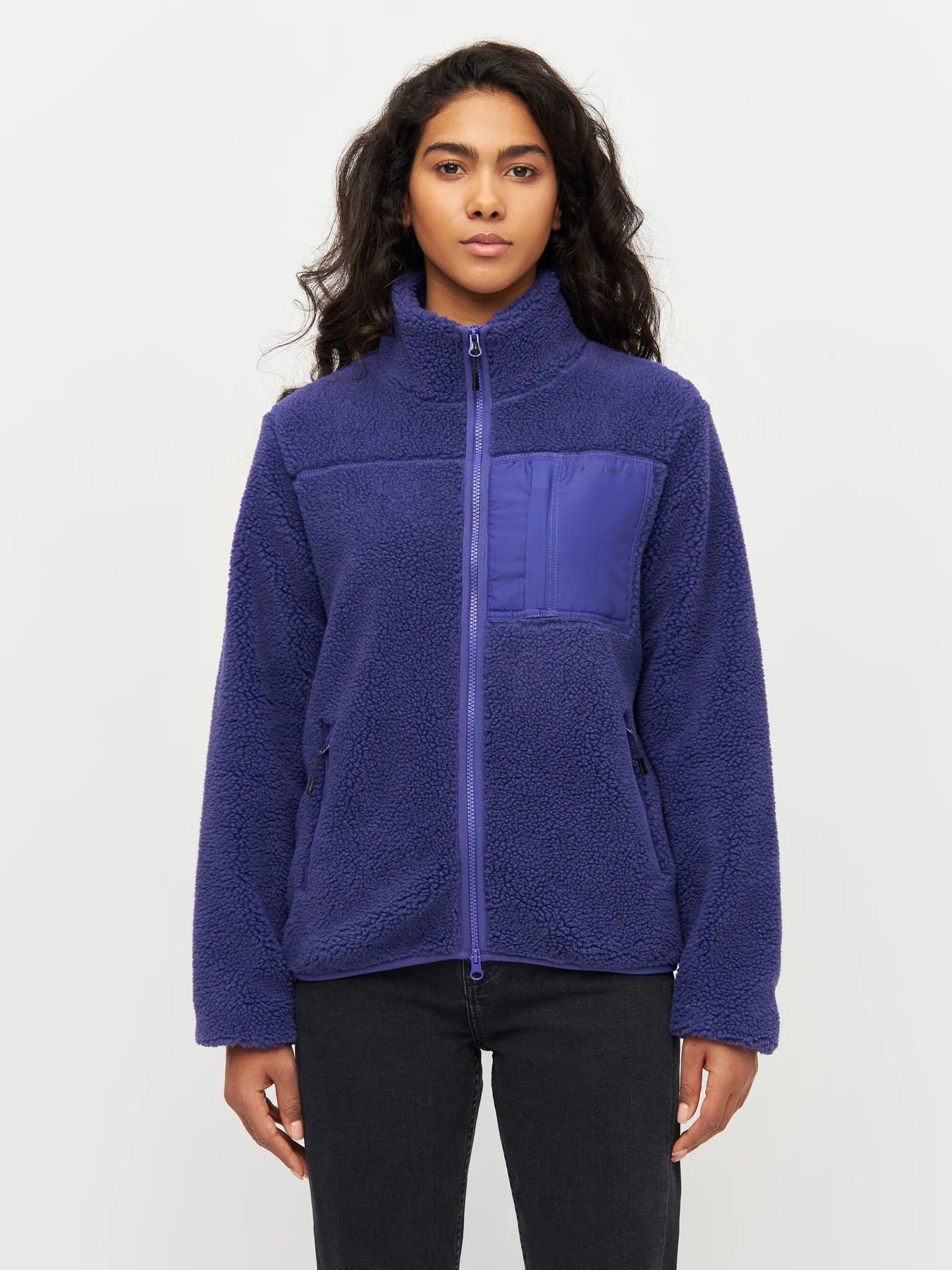 KnowledgeCotton Apparel - W's Teddy high neck fleece zip jacket - 100% Recycled PET - Weekendbee - sustainable sportswear